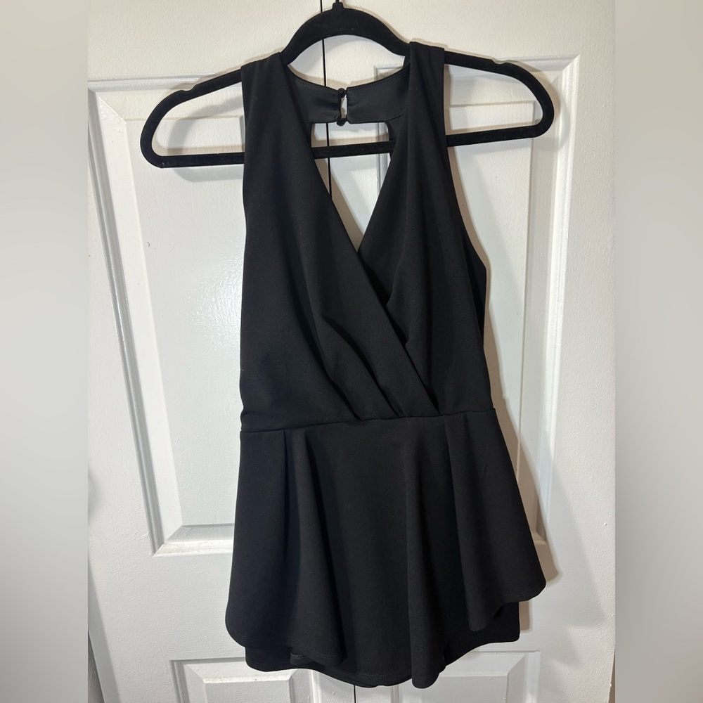 Purple Snow Elegant Black V-neck Romper Dress